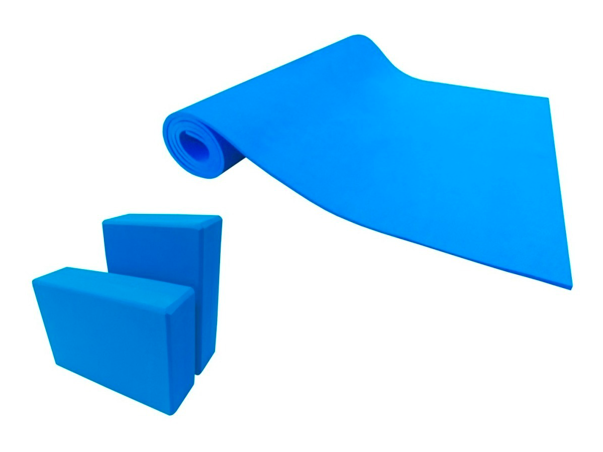 1 Tapete Yoga Mat y 2 Bloque para Meditación y Ejercicio