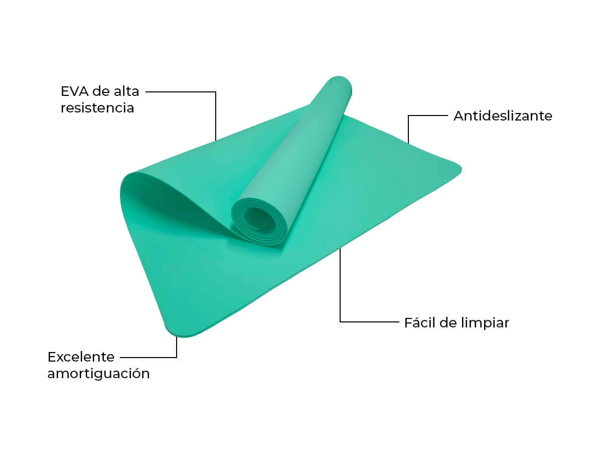 Tapete De Yoga Eva 4mm 160x60 Antideslizante Con Correa Negro
